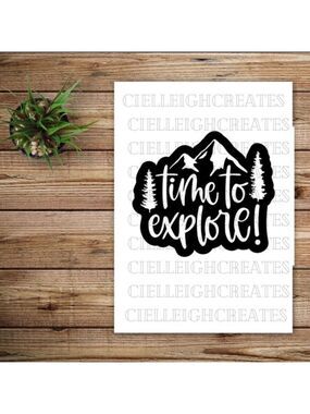 *2 for $20* Time to Explore vinyl decal Sticker Handcrafted Mountains Trees